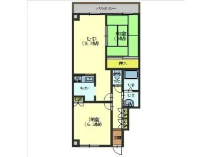 ドムス昭和(1LDK/2階)の間取り写真