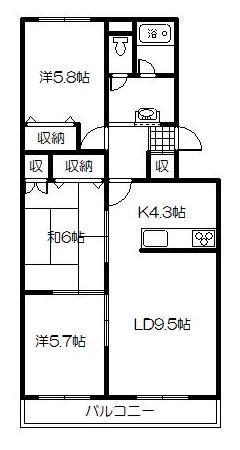レジデンスすみのい(3LDK/2階)の間取り写真