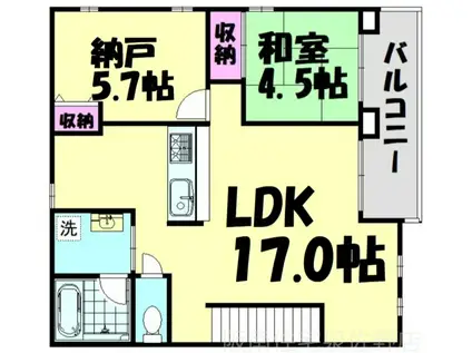コウジィコートI番館(1SLDK/2階)の間取り写真