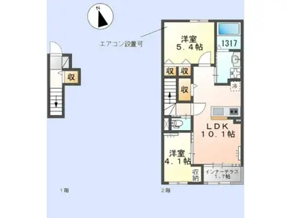 AZALIA(2LDK/2階)の間取り写真