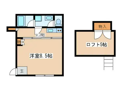 ハウスシード3(1K/2階)の間取り写真