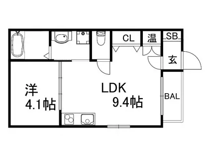 TRE COURT 兵庫II(1LDK/1階)の間取り写真