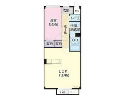 V-FRUITII(1LDK/1階)の間取り写真