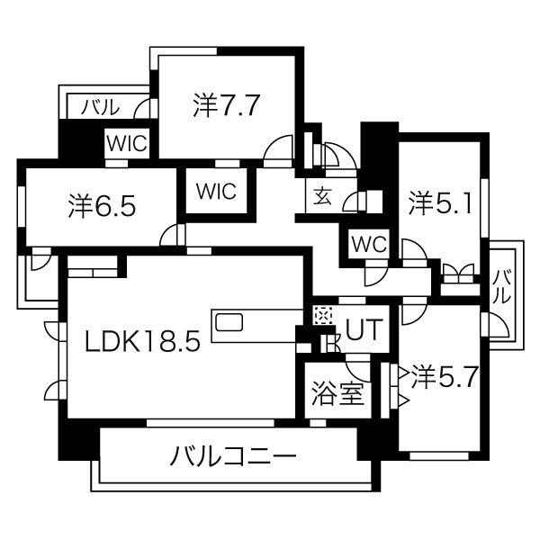 ラフルール覚王山(4LDK/10階)の間取り写真