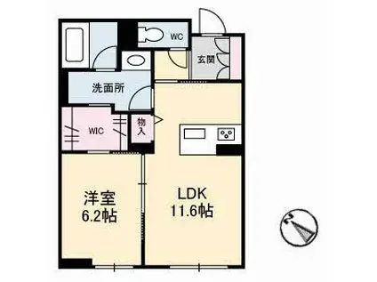 ラ プレスタージュ(1LDK/1階)の間取り写真