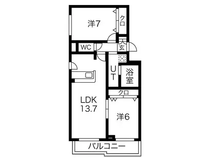 サウスルミナーレ(2LDK/4階)の間取り写真