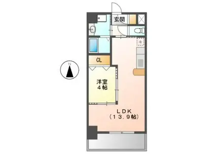 エルシャトー(1LDK/4階)の間取り写真