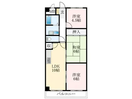 ルミエール藤井寺(3LDK/4階)の間取り写真
