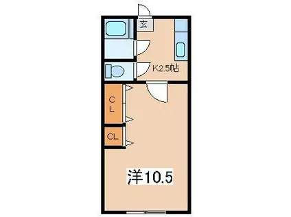 パールハイツ(1K/1階)の間取り写真