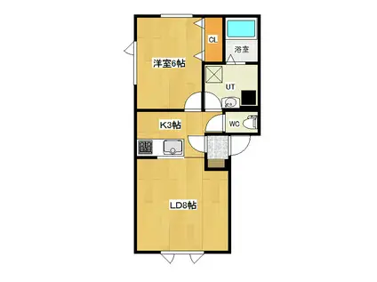 ボヌールB(1LDK/2階)の間取り写真