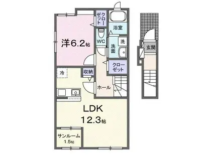 マハロB(1LDK/2階)の間取り写真