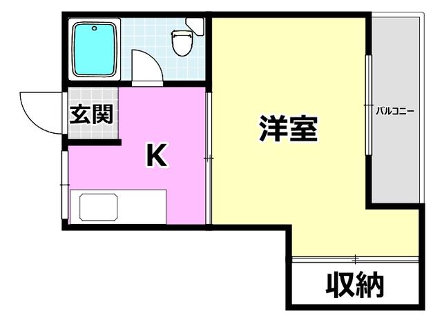 玉木マンション(1DK/2階)の間取り写真