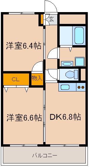 西中島東行マンション(2DK/7階)の間取り写真