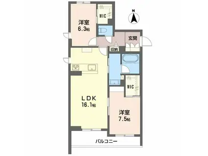 フェリシア(2LDK/1階)の間取り写真