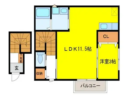 リエット(1LDK/2階)の間取り写真