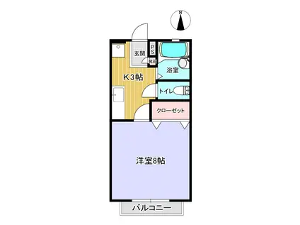 ジュネス学南(1K/2階)の間取り写真