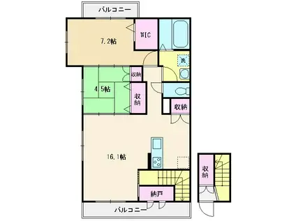 ファインズヒル(2LDK/2階)の間取り写真