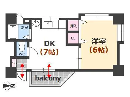 イシイハウスII(1DK/3階)の間取り写真