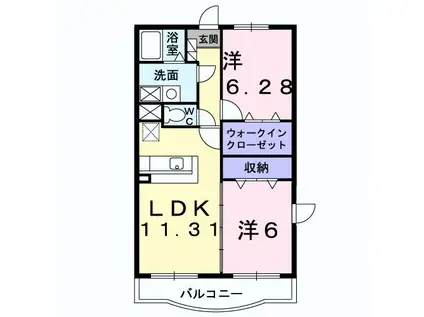 アジュール(2LDK/3階)の間取り写真