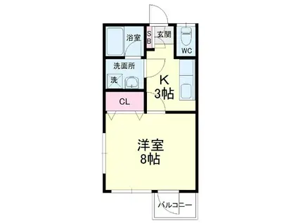 半田ビレッジ7号棟(1K/2階)の間取り写真