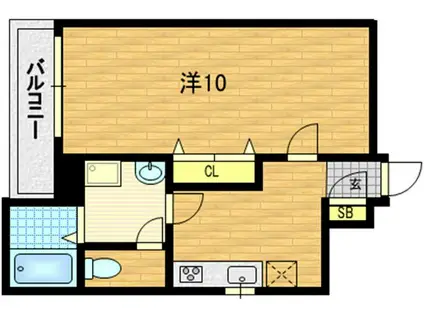 シャルレ13番館 (1K/1階)の間取り写真