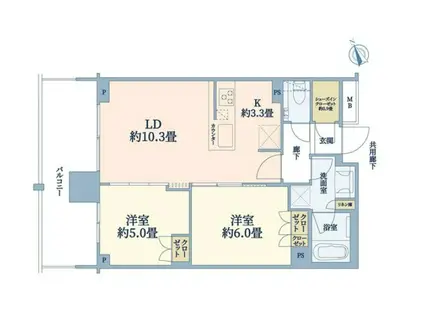 リビオタワー羽沢横浜国大(2LDK/20階)の間取り写真