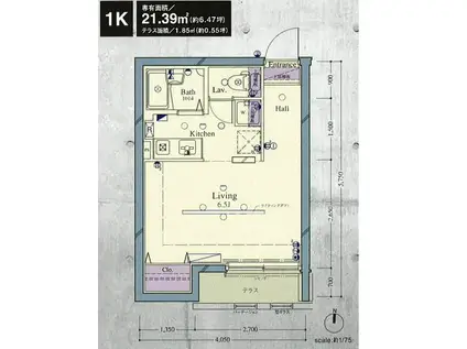 ル・リオン菊川(ワンルーム/1階)の間取り写真