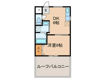 セイブハイツ(1DK/2階)の間取り写真