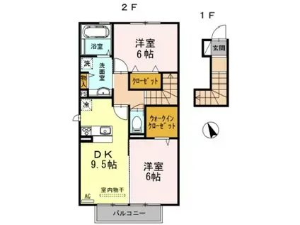 エルミタージュ(2DK/2階)の間取り写真