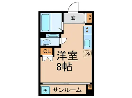 ル・ブラン(ワンルーム/2階)の間取り写真