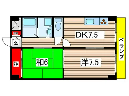 ボヌールI(2DK/7階)の間取り写真