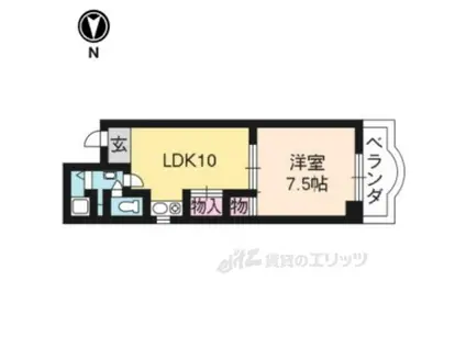 フルール梅小路(1LDK/2階)の間取り写真