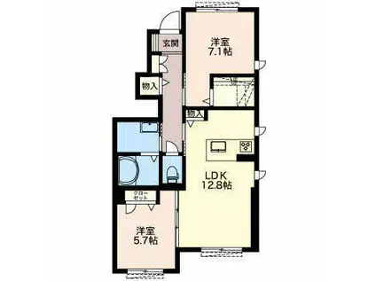 アンビシア(2LDK/1階)の間取り写真