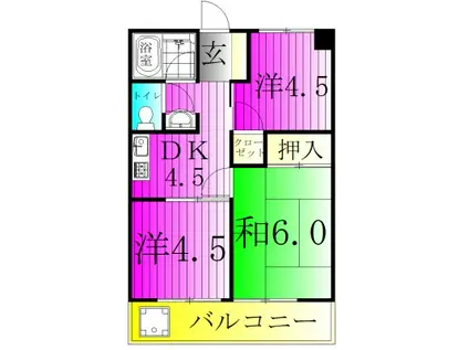 マンション市兵衛(3DK/3階)の間取り写真