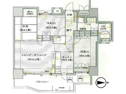 BELISTA岡崎戸崎(3LDK/6階)の間取り写真