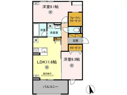 フローリア(2LDK/2階)の間取り写真