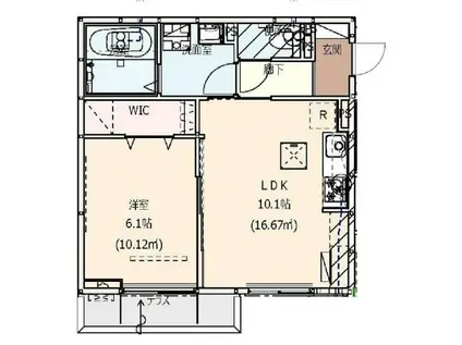 ルミエール観音(1LDK/1階)の間取り写真