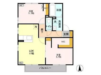 リビングタウン佐久平A(2LDK/2階)の間取り写真