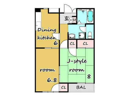 アピア斉藤(2DK/2階)の間取り写真