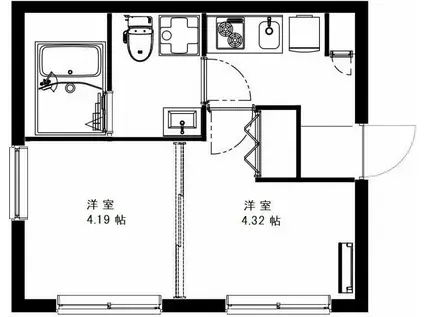 アーバンステージ菊川(2K/4階)の間取り写真