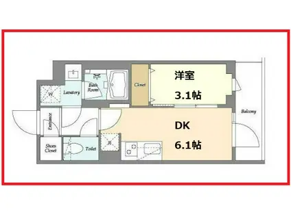ドゥーエ曳舟2(1DK/1階)の間取り写真