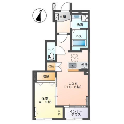パレスコート トーケン(1LDK/1階)の間取り写真