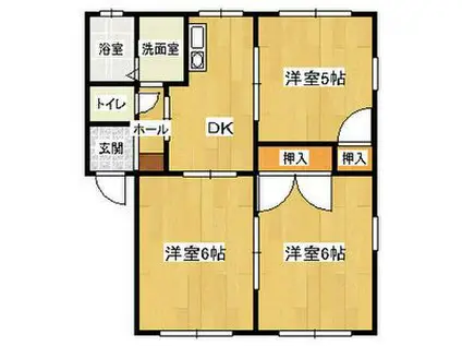 エルフローラB(3DK/1階)の間取り写真