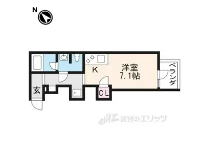 グランデコート修学院(1K/3階)の間取り写真