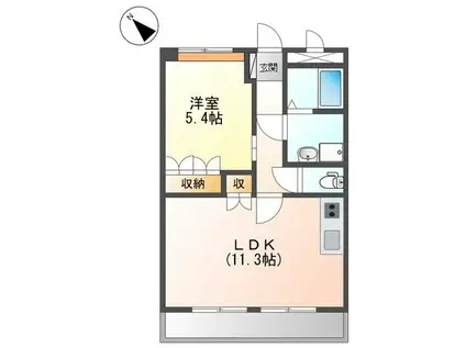 ソレイユ一条院(1LDK/2階)の間取り写真