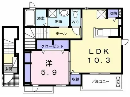 ガーデンハウス.フィオーレ VII(1LDK/2階)の間取り写真