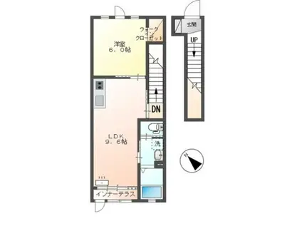 東武東上線 若葉駅 徒歩14分 2階建 築1年(1LDK/2階)の間取り写真