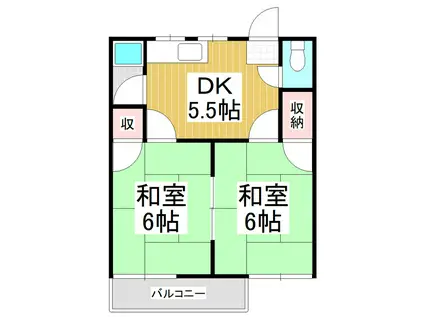 フォーブル塩野(2DK/2階)の間取り写真