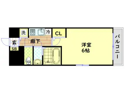 エステムコート大阪ウエスト(1K/2階)の間取り写真