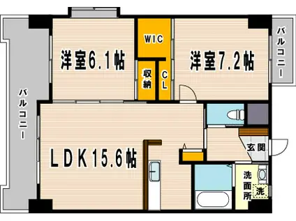 プリーモ天神(2LDK/8階)の間取り写真